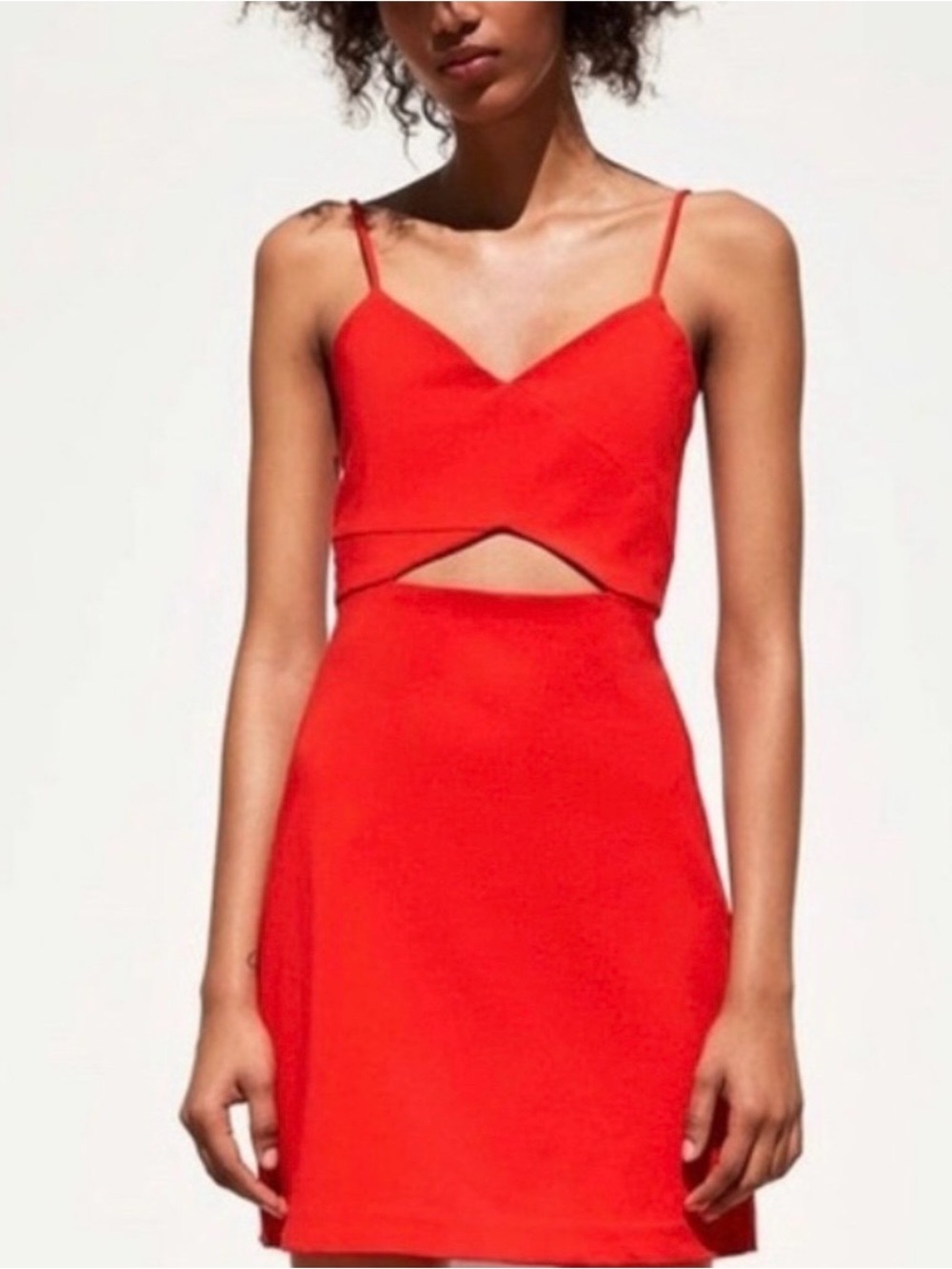 Zara Red Cut Out Mini Dress XS Strappy Bodycon Party Dress